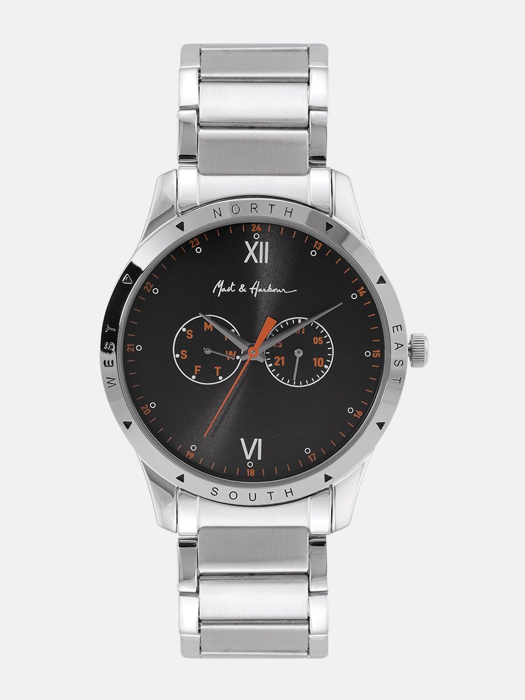 Unisex Brass Dial & Stainless Steel Textured Straps Analogue Multi Function Watch - Image 2