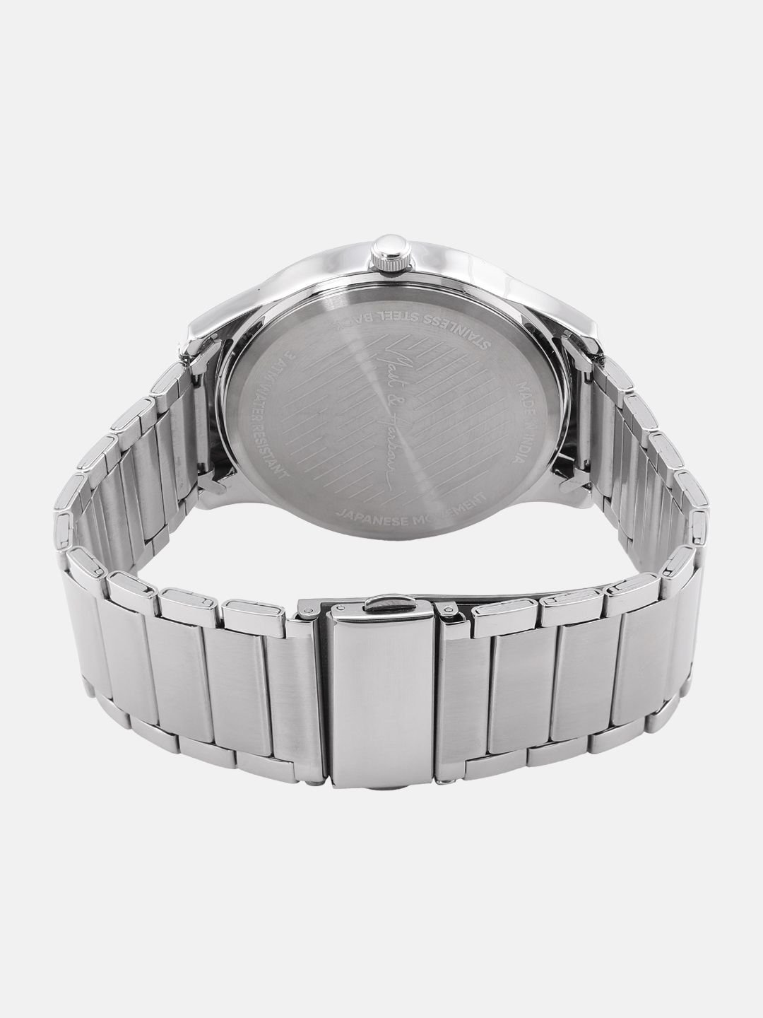 Unisex Brass Dial & Stainless Steel Textured Straps Analogue Multi Function Watch - Image 4