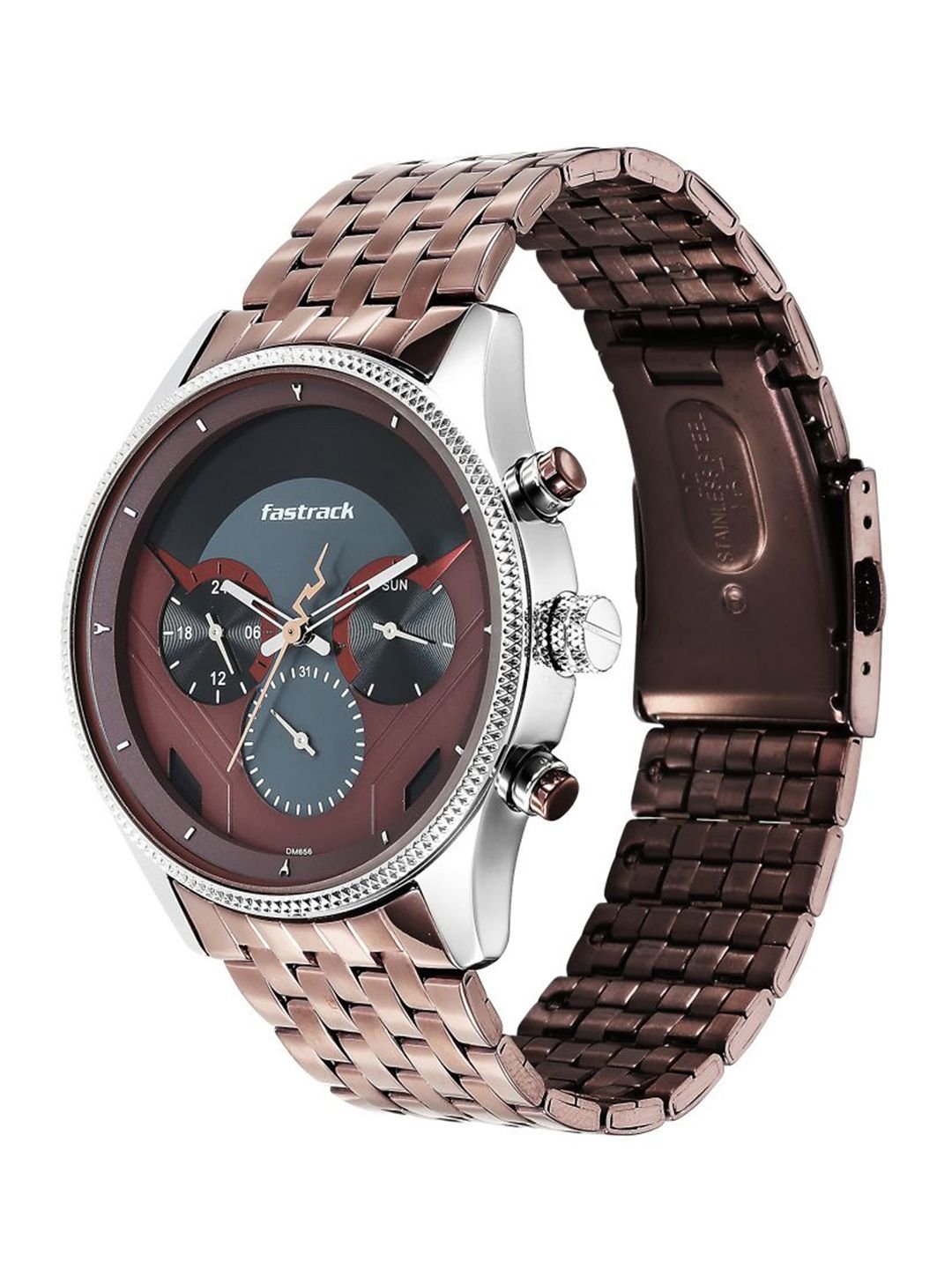 Thor Multifunction Analog Two Toned Black & Red Dial Watch For Guys - Nt3286km01 - Image 4