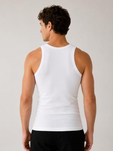 Lux Cozi Men's 100% Cotton Solid White Vest Pack of 3 | Sleeveless Round Neck Banyan for Men | Soft Breathable Cotton Innerwear | Comfortable Regular Fit Undershirt | White Sando Baniyan for Men - Image 2