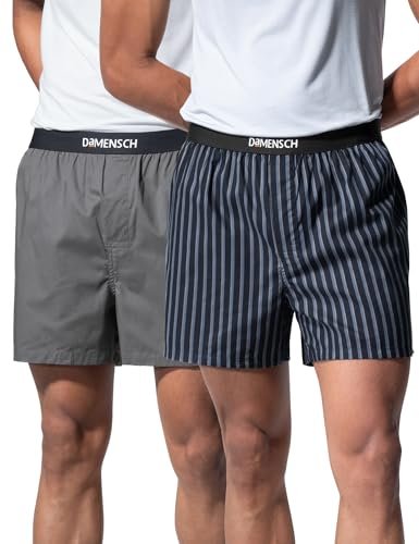 DAMENSCH Solid Breeeze Inner Boxers for Men, Ultra-Light Boxers, 100% Cotton Shorts Pant, Breathable Woven Inner Cotton Shorts for Men-Nether Black, Las Grey-XL