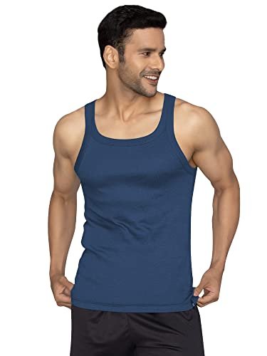 XYXX Men's 100% Cotton Ribbed Regular Fit Solid Square Neck Vest | Anti Bacterial Finish, Racer Back Baniyan for Man, Tag Free Comfort Man's Inner - Image 2