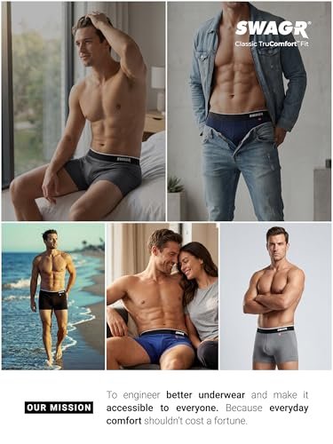 SWAGR 5 Pack Men's Super Combed Cotton Underwear Trunks | Classic TruComfort Fit | Powered by ZincShield Anti-Bacterial Tech | Aerflo Breathability | 4-Way FlexStretch | SOXCO Style SG05 - Image 4