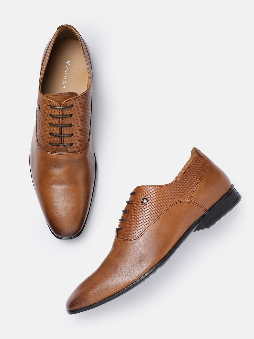 Men Leather Oxford Round Toe Formal Shoes