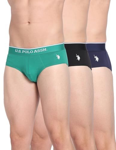 U.S. Polo ASSN. Mens EB004 Anti Microbial Cotton Stretch Essential Underwear Brief -Pack of 3