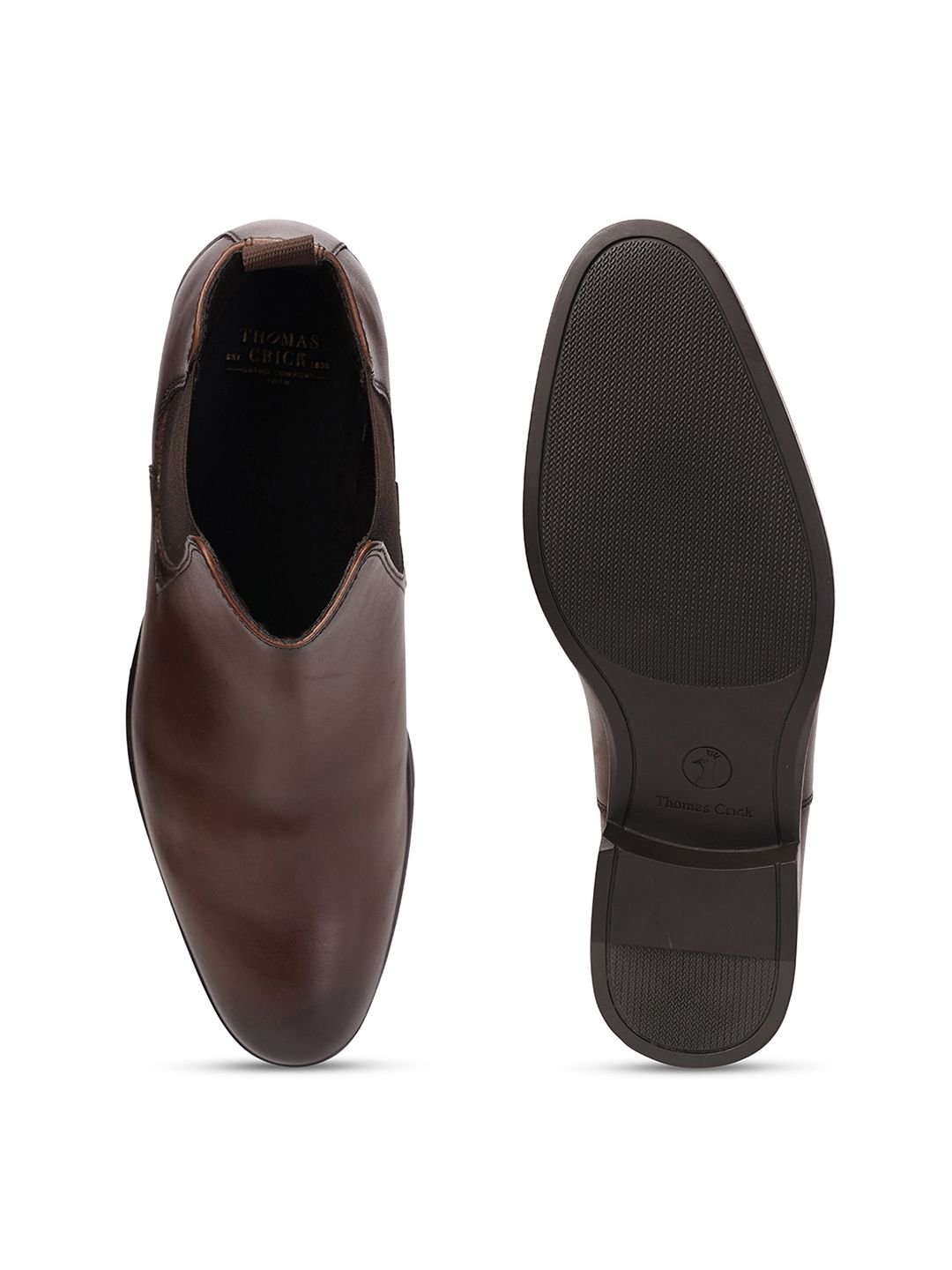 THOMAS CRICK Men Leather Block-Heeled Chelsea Boots - Image 4