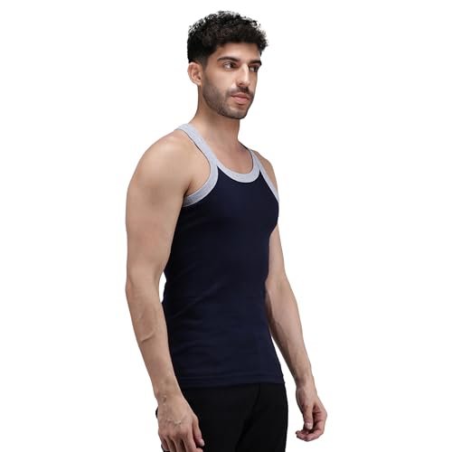 Amul Comfy Men’s Vest | 100% Pure Cotton Rib Fabric | U Neck Sleeveless Innerwear | Ultra Soft Hand Feel | Extremely Stretch Fit | Seamless Comfortable Color May Vary (Pack of 4) - Image 4