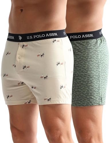 U.S. Polo ASSN. Mens OEX09 Comfort Regular Fit Solid Boxers - Pack of 2