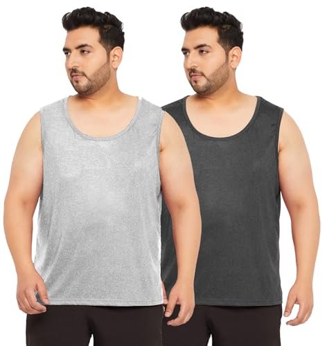 West Gate Clothing Cotton Solid Plus Size Vest for Men | Round Neck, Regular Fit, Sleeveless | Men's Tank Top | 3XL, 4XL, 5XL | Perfect for Workouts Gym, Vacations | Combo Pack of 2