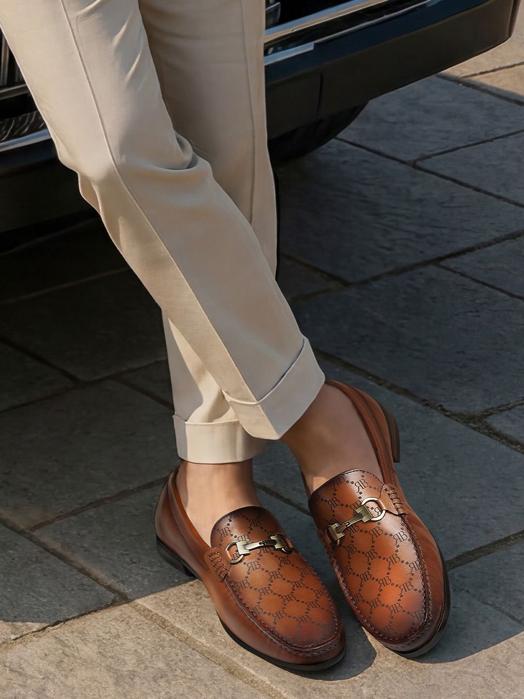 ROSSO BRUNELLO Men Leather Formal Loafers Shoes