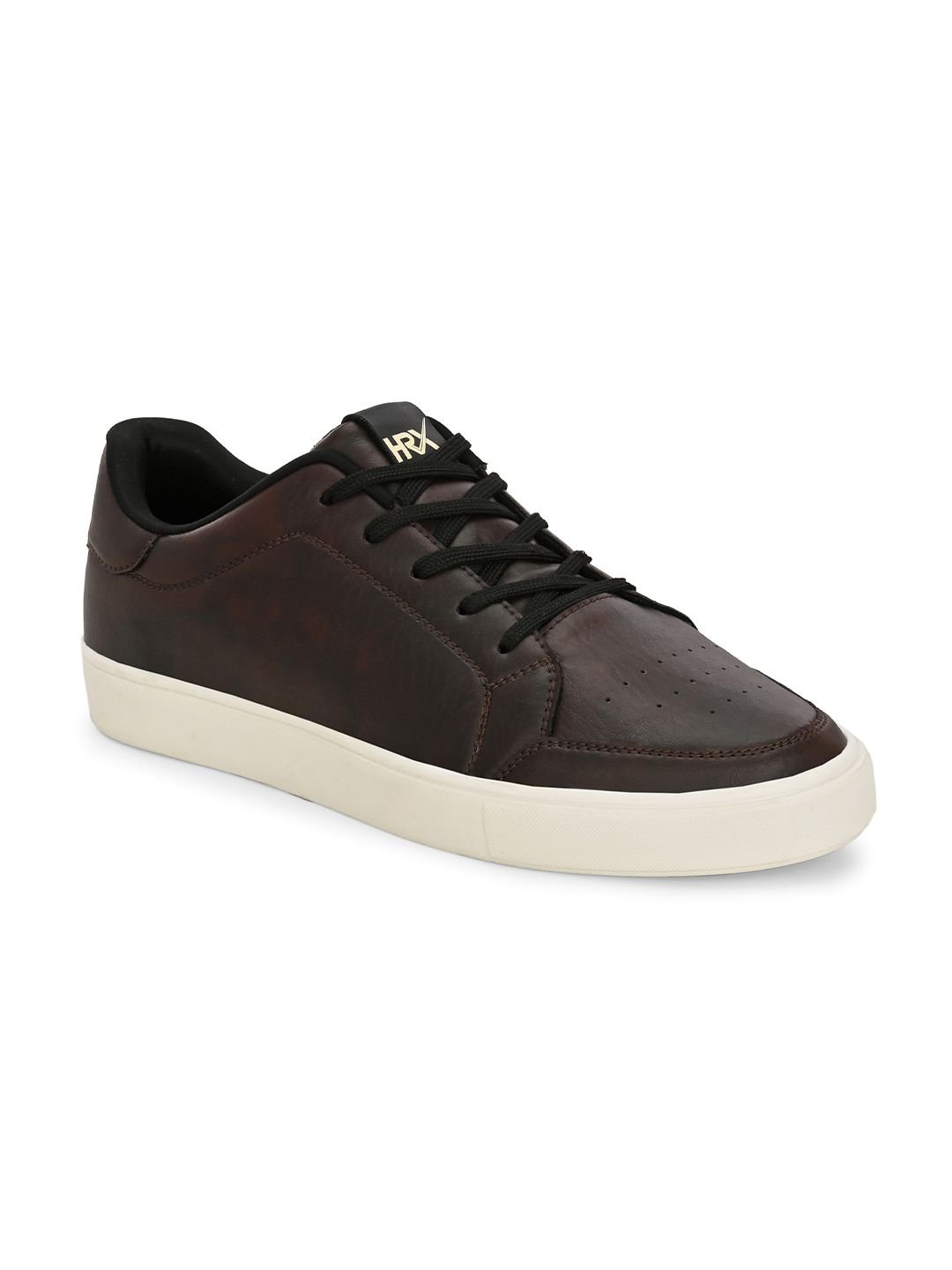 HRX by Hrithik Roshan Men Brown Contrast Sole Lace Up Sneakers - Image 4