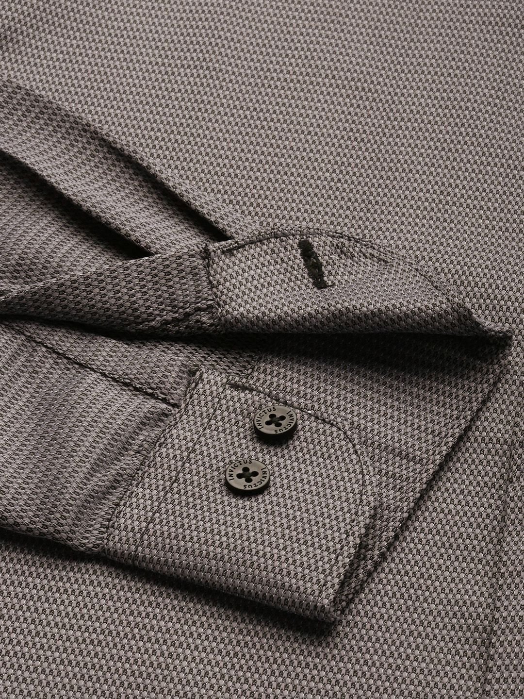 INVICTUS Men Easy Care Grey & Black  Self Design  Formal Shirt - Image 3