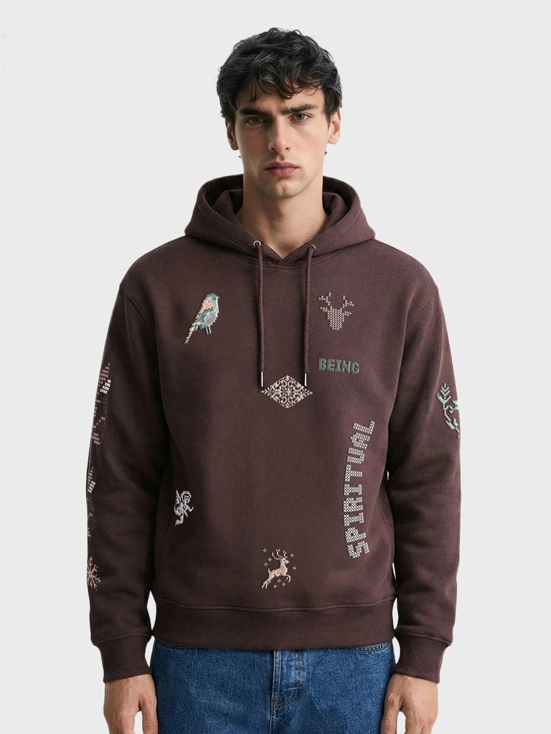 Men Printed Hooded Sweatshirt