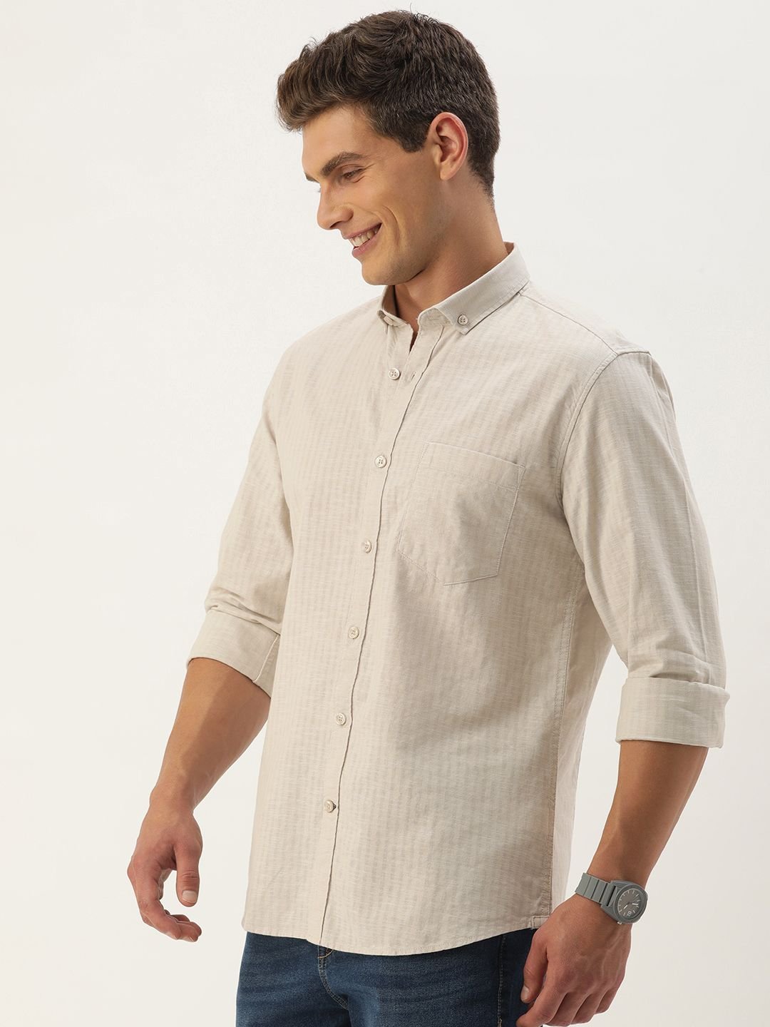 Mast & Harbour Men Standard Opaque Striped Casual Shirt - Image 4