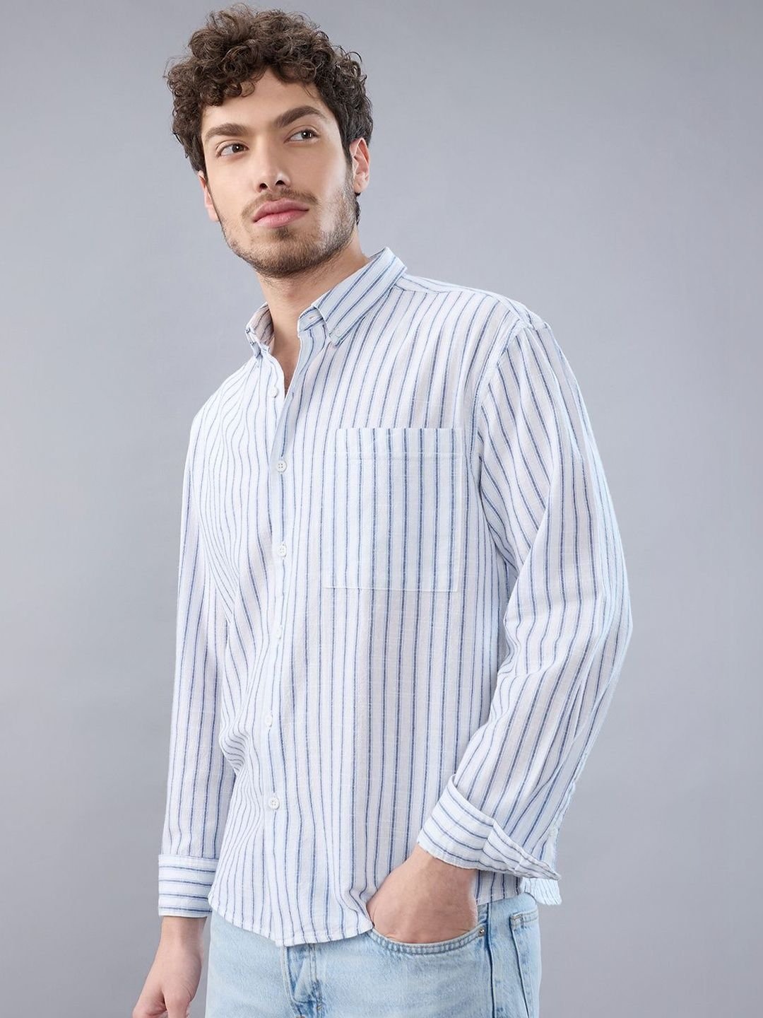 HERE&NOW Men Striped Casual Shirt - Image 3