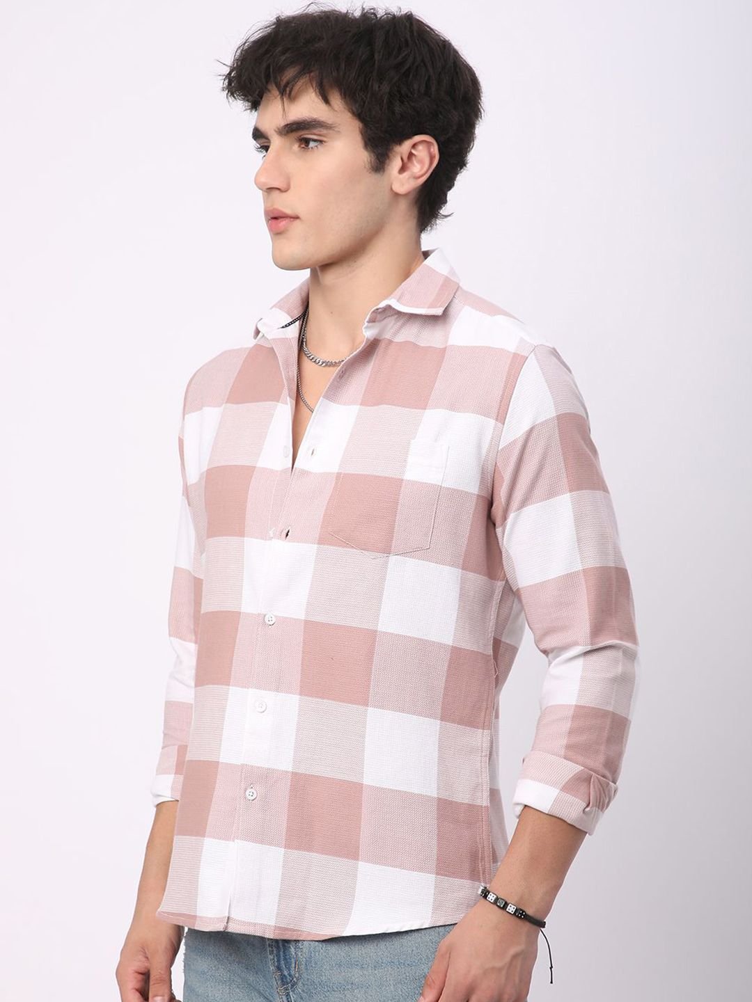 Pure Cotton Classic Slim Fit Checked Casual Shirt - Image 2
