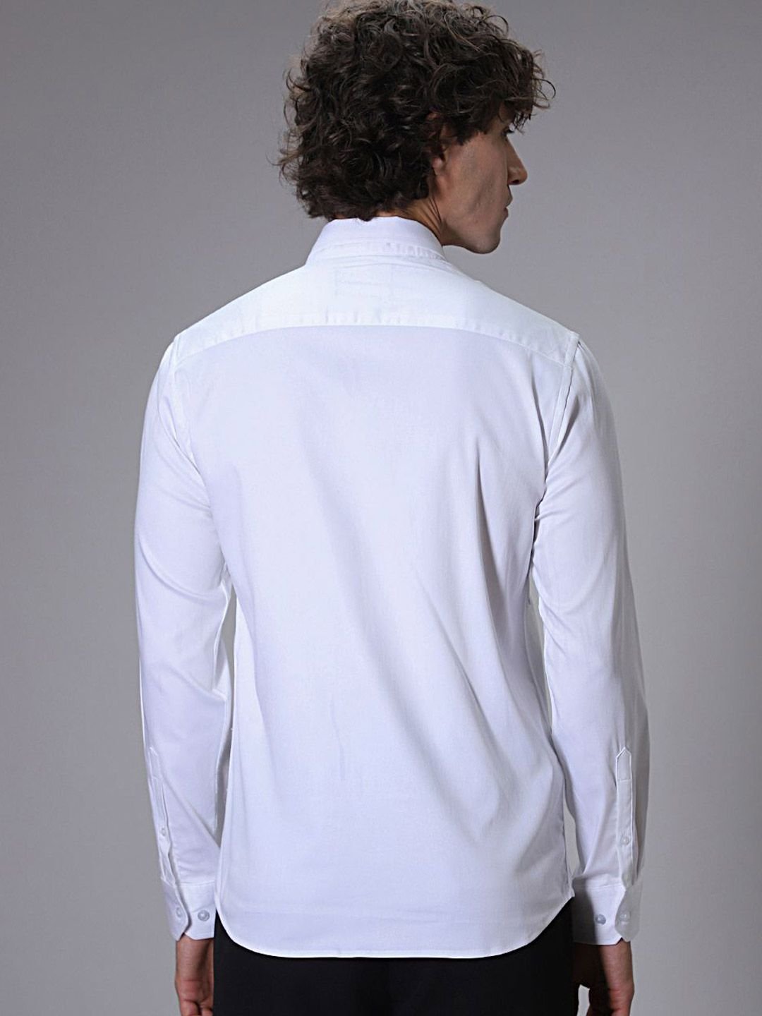 Banana Club Men White Embroidery Slim Fit Casual Shirt - Image 4