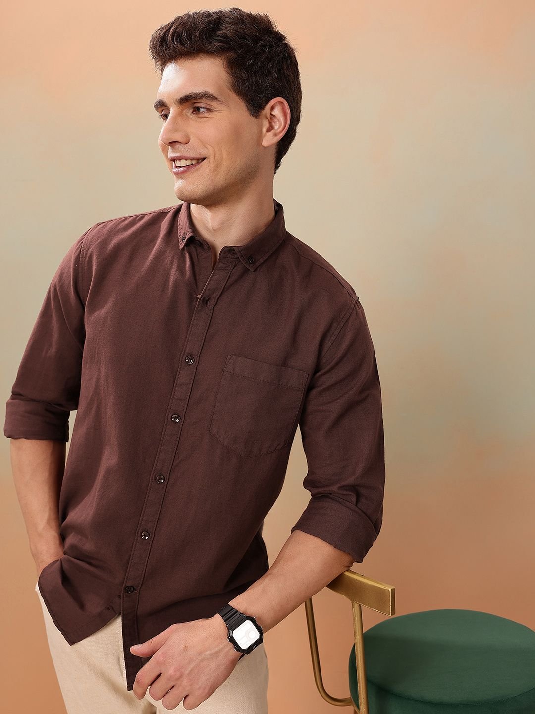 Men Standard Linen Cotton Casual Shirt