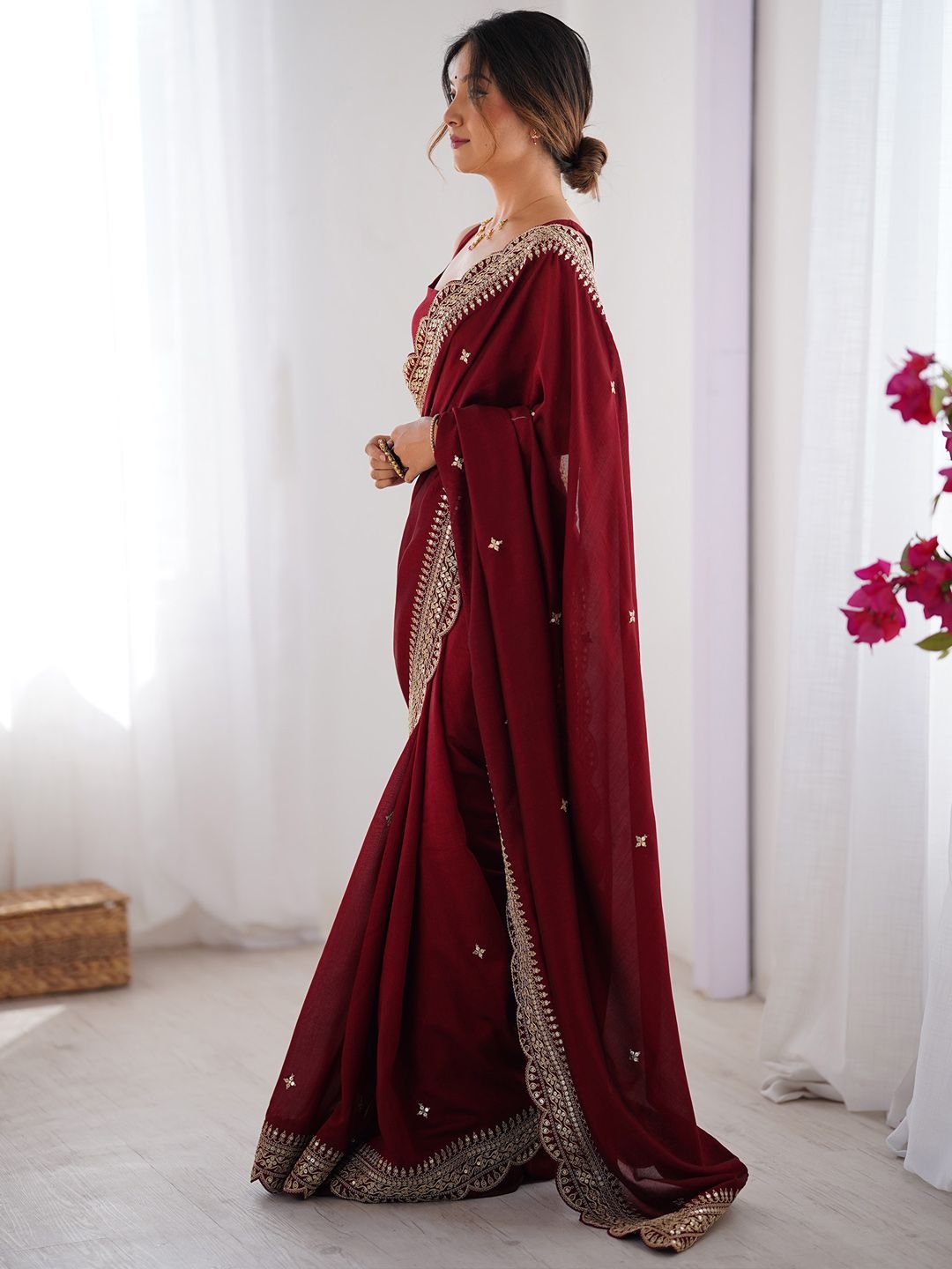 Saree mall Embellished Embroidered Sequinned Heavy Work Sarees - Image 2