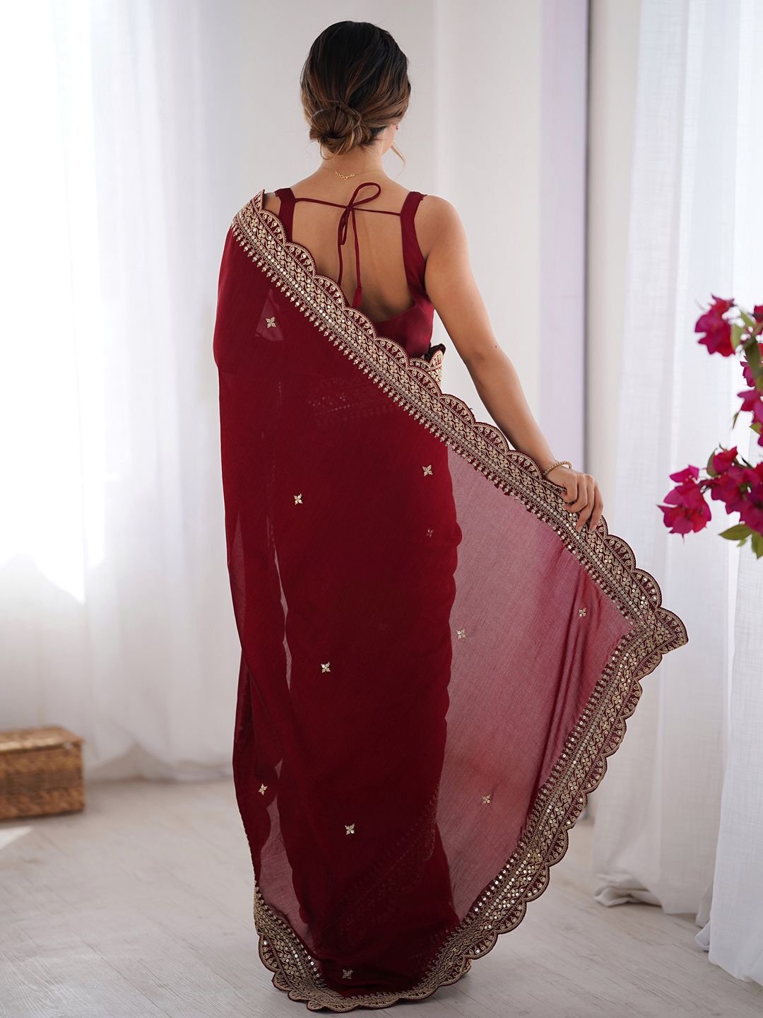 Saree mall Embellished Embroidered Sequinned Heavy Work Sarees - Image 3