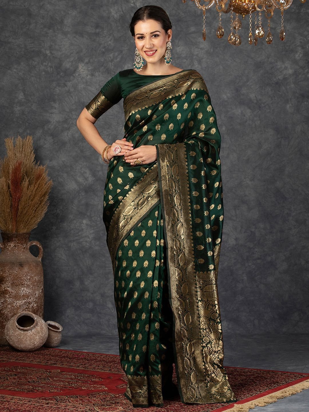 Ethnic Motifs Zari Banarasi Republic Day Saree - Image 2