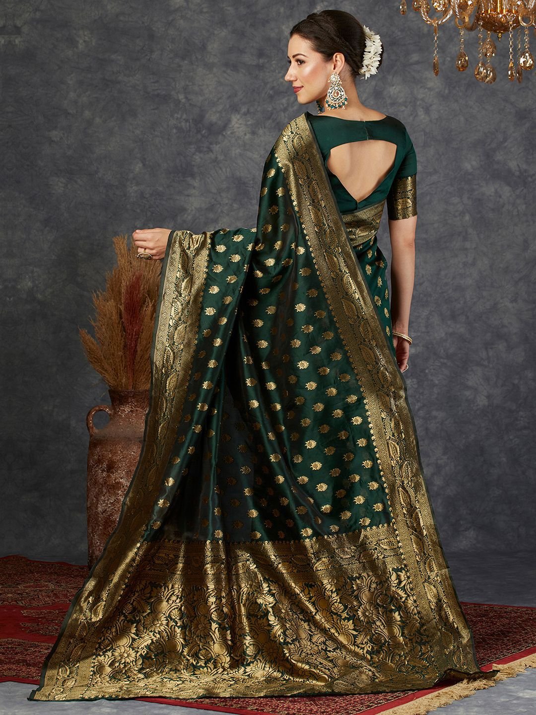 Ethnic Motifs Zari Banarasi Republic Day Saree - Image 3