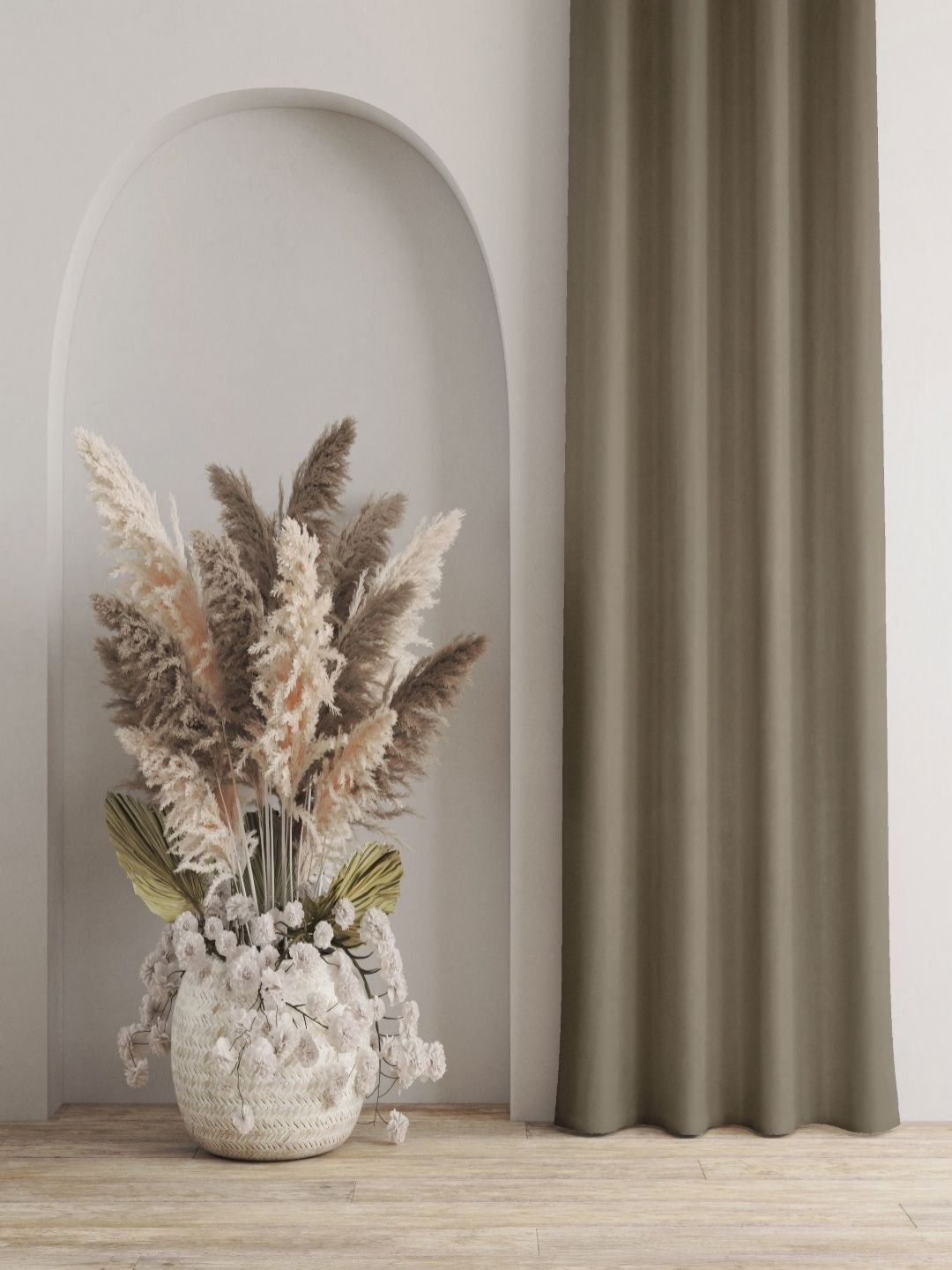 Aura Aura Camel Brown 2 Pieces Black Out Long Door Curtains - Image 2