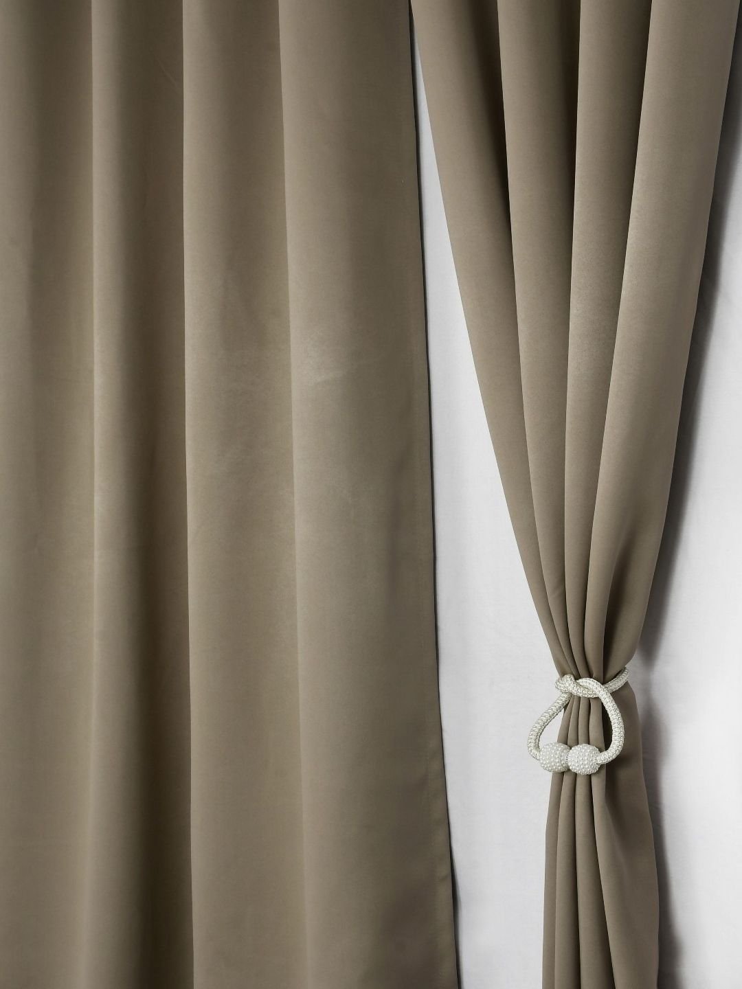 Aura Aura Camel Brown 2 Pieces Black Out Long Door Curtains - Image 3