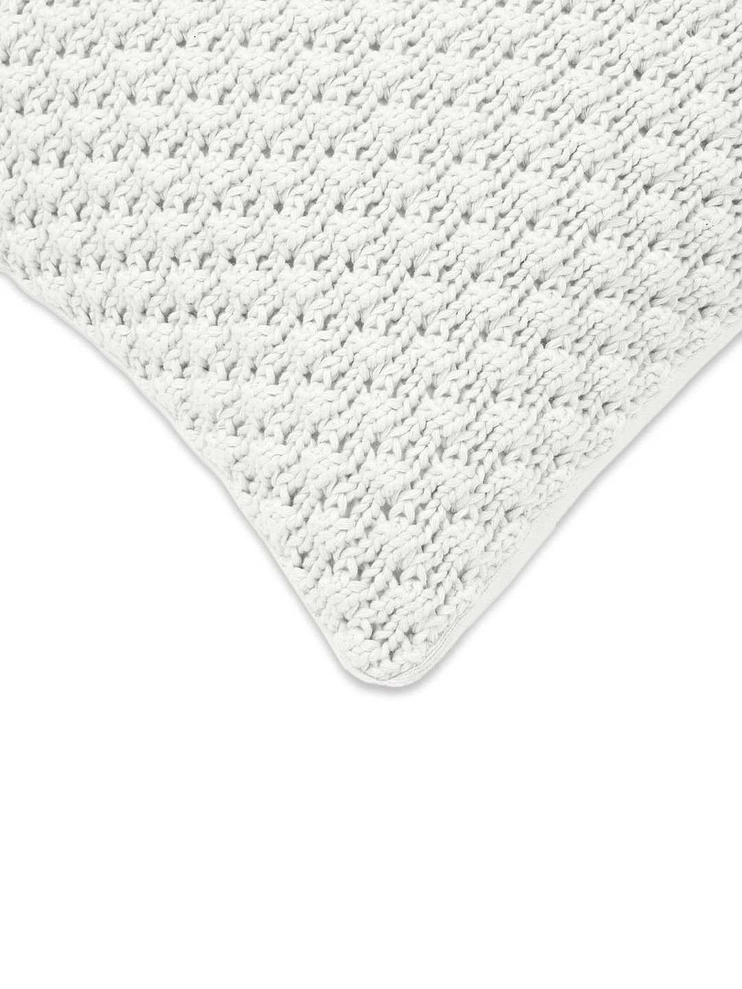 haus & kinder White Self Design Cotton Breathable Textured Square Cushion Cover -16x16In - Image 4