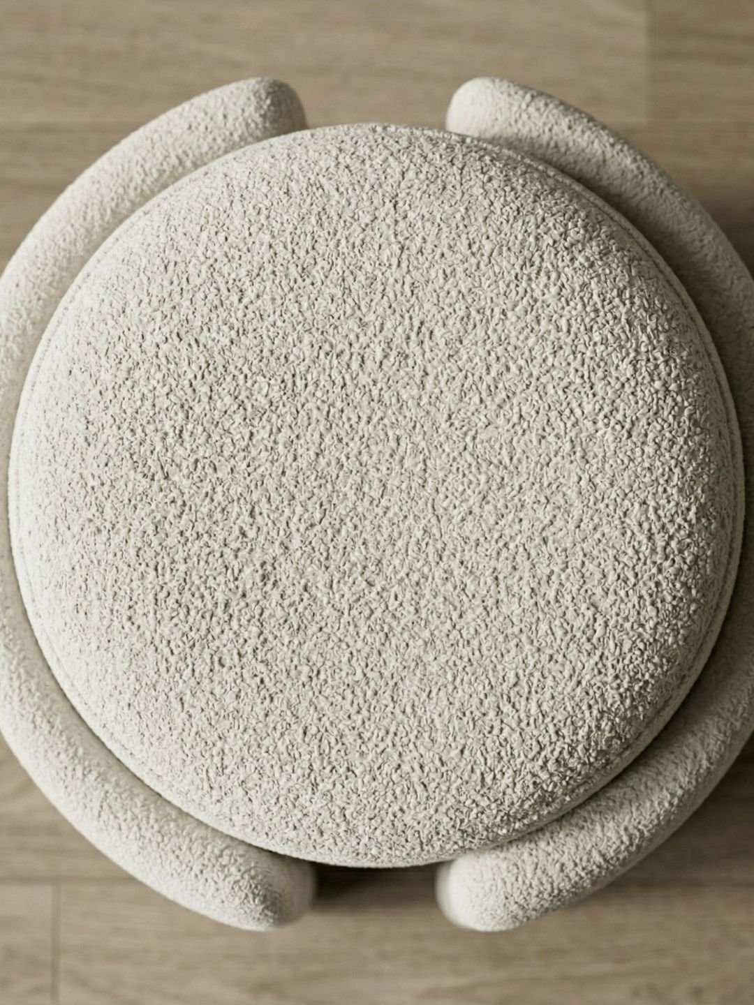 Horizontal Eight White Wood Round Ottomans - Image 4