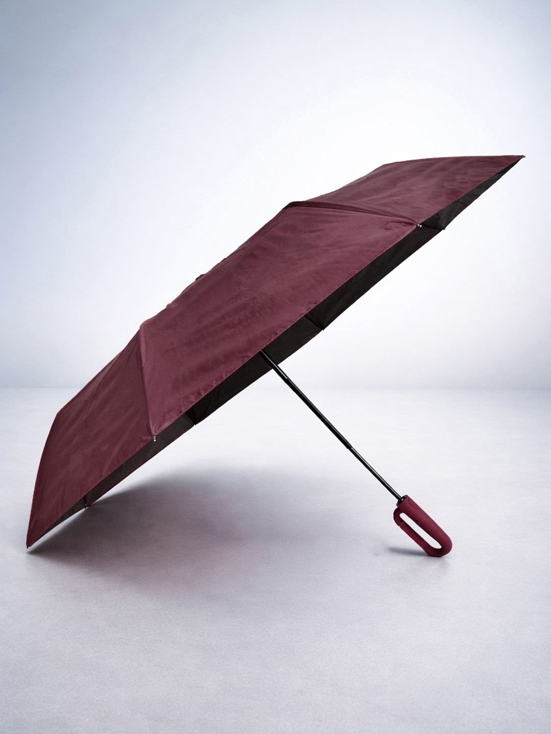 FABINALIV Maroon Solid Auto ON/OFF Waterproof Automatic Compact Umbrella - Image 2