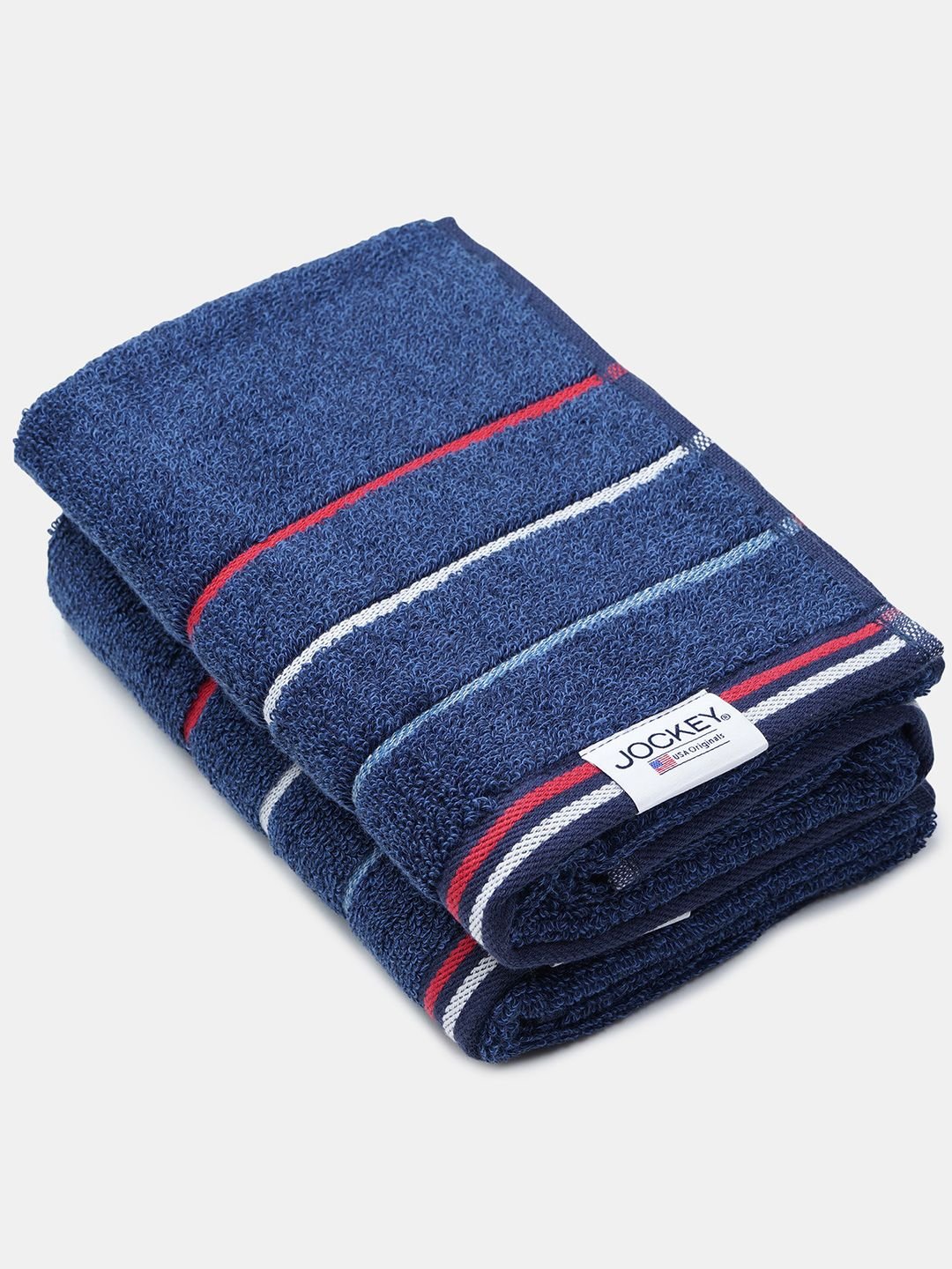 Jockey Pack Of 2 Cotton Rich Terry Ultrasoft and Durable Striped Hand Towel-T222