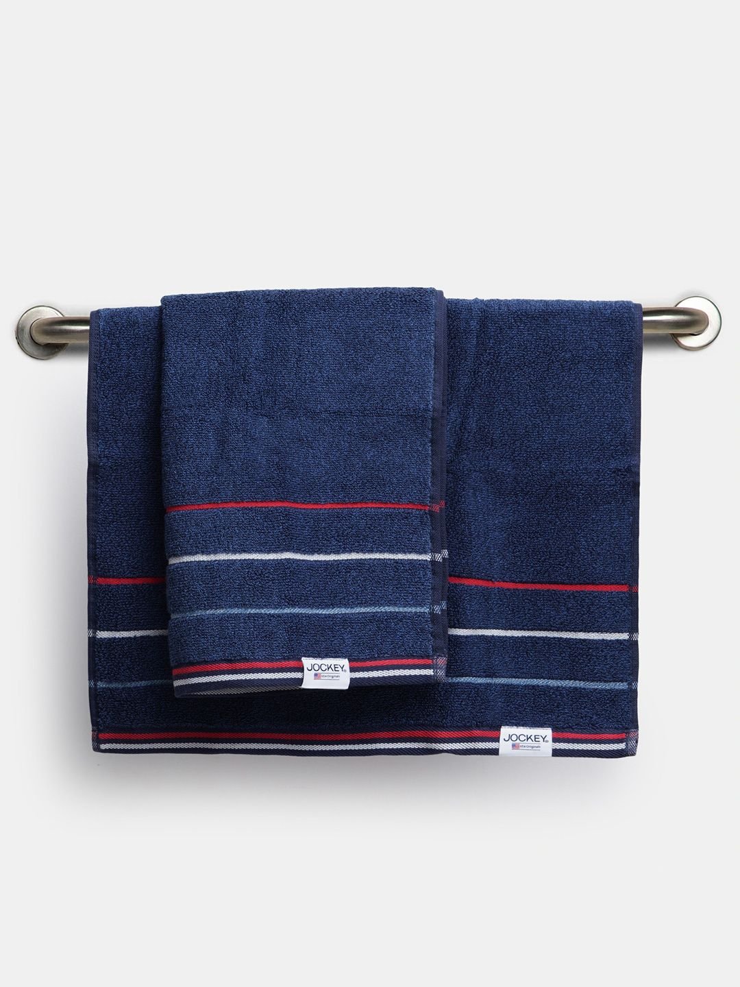 Jockey Pack Of 2 Cotton Rich Terry Ultrasoft and Durable Striped Hand Towel-T222 - Image 4