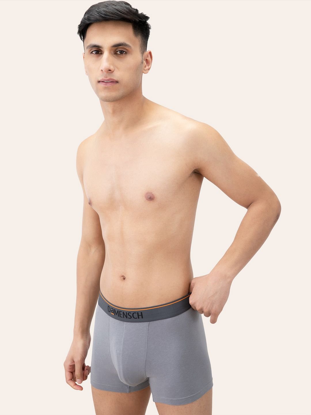 DAMENSCH Men Pack Of 3 Solid Trunks DAM-CTS-T-VOV-BKN-SRY-PACK-3 - Image 3