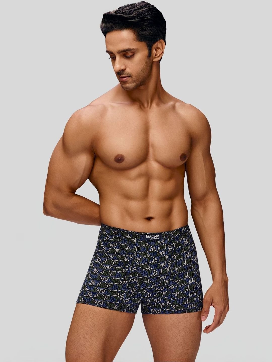 MACHO Pack Of 6 Printed Pure Cotton Mid Rise Trunks - Image 2