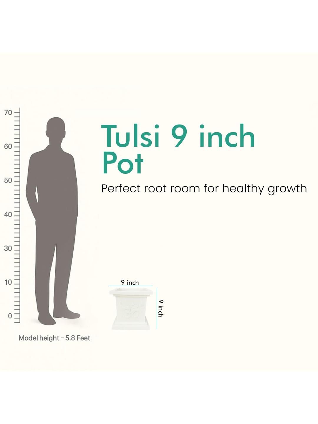 Go Hooked White Tulsi Traditional Decorative Indoor Outdoor Planter - Image 4