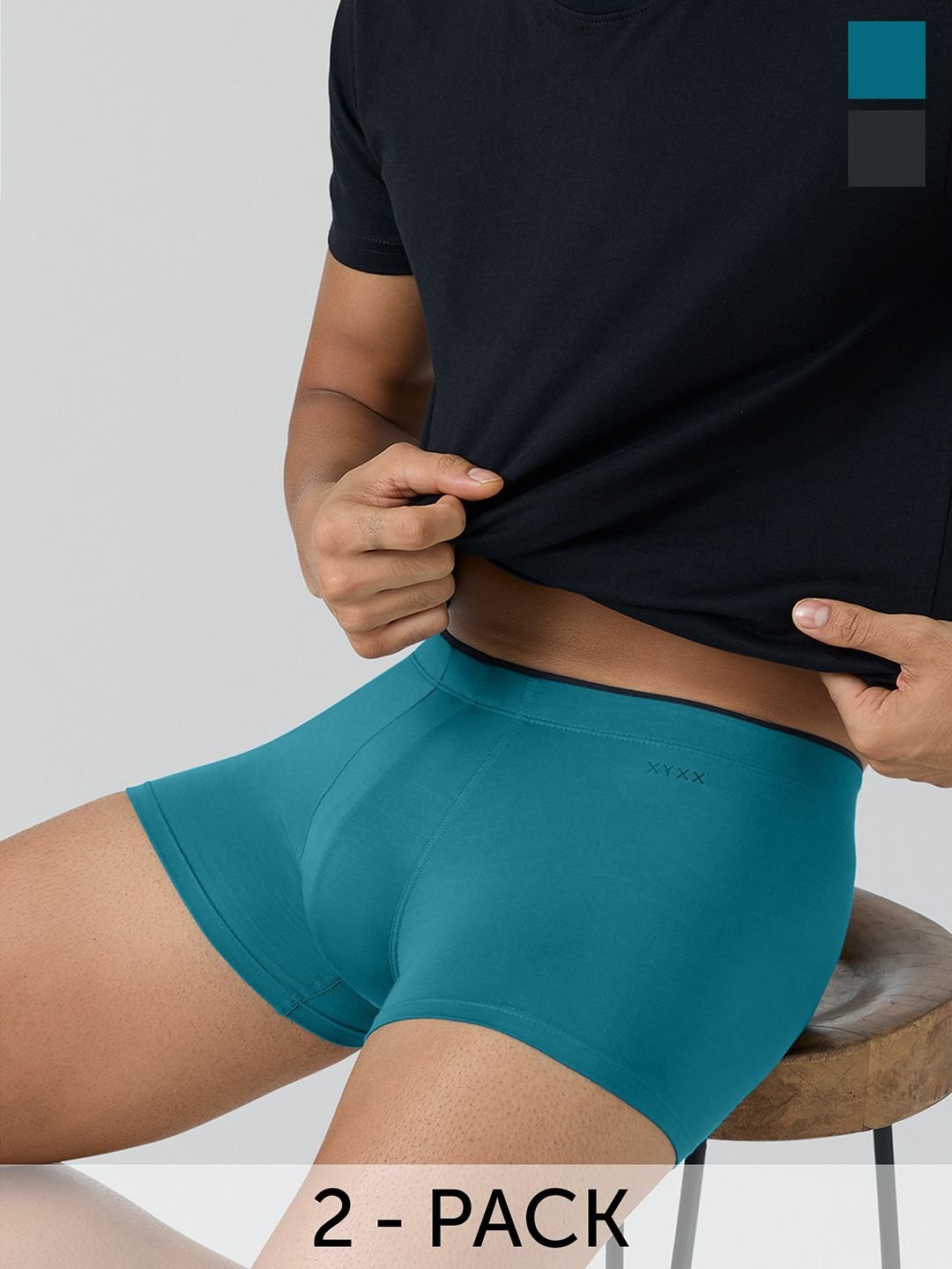 XYXX Men Solid Pack Of 2 Uno IntelliSoft Micro Modal Trunk XYTRNK2PCKN386