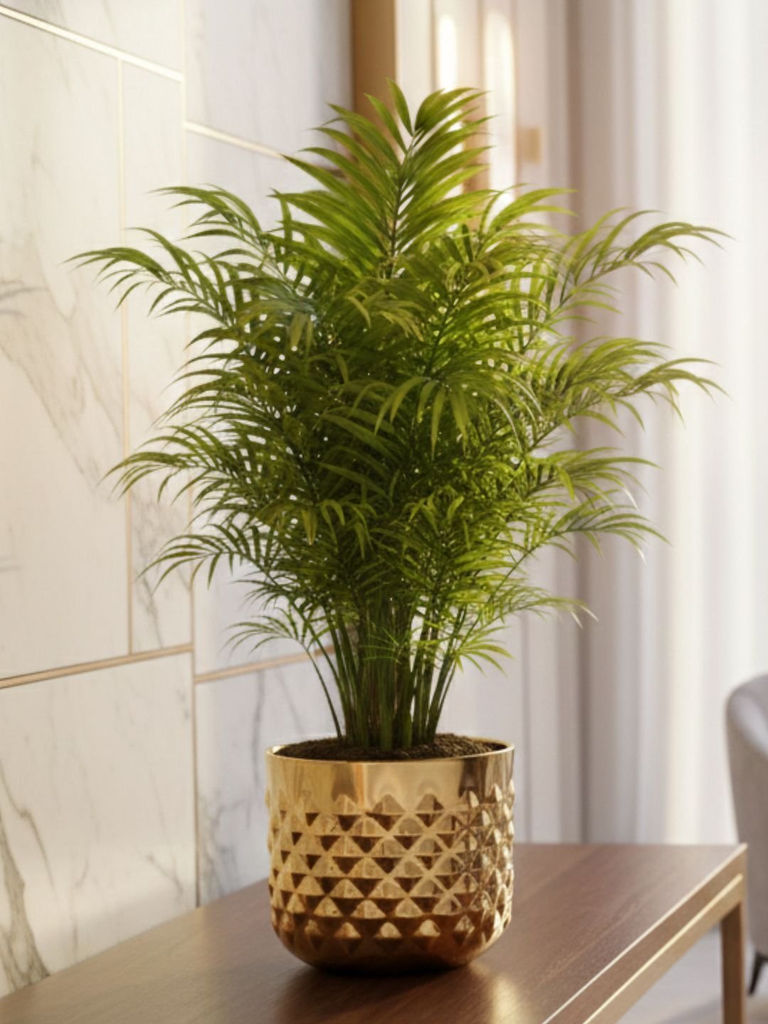Gold Toned Pineapple Metal Texture Planter Without Plant