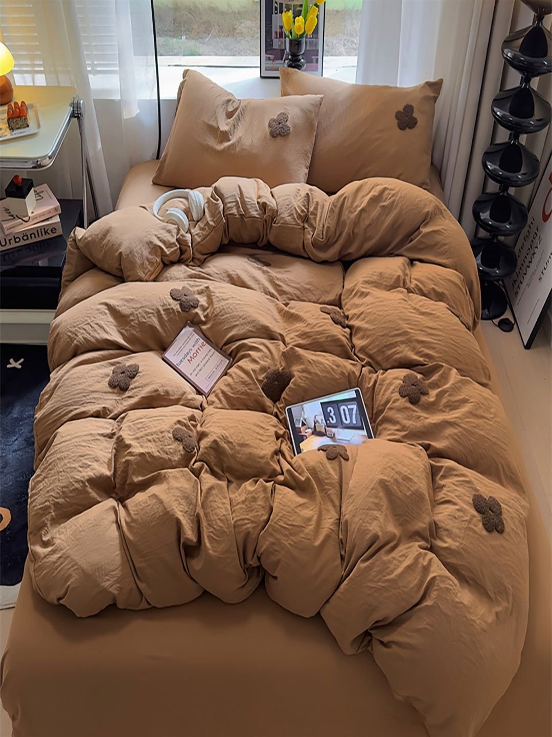 JC HOME Brown Quirky 4 Piece Single Regular Bedding Set