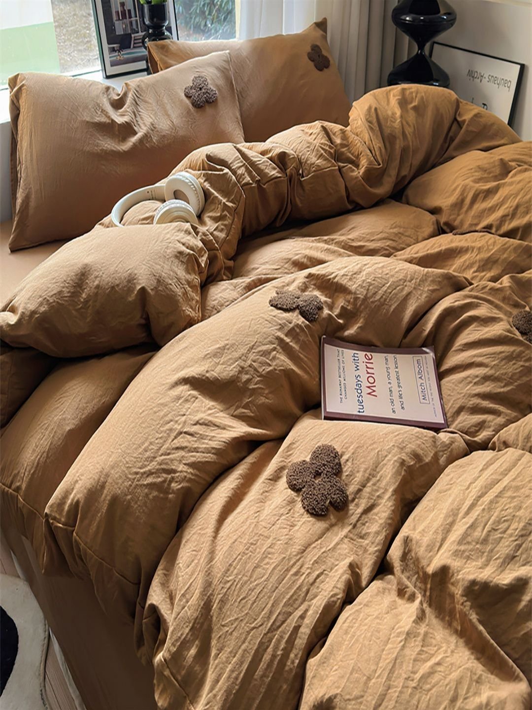 JC HOME Brown Quirky 4 Piece Single Regular Bedding Set - Image 3
