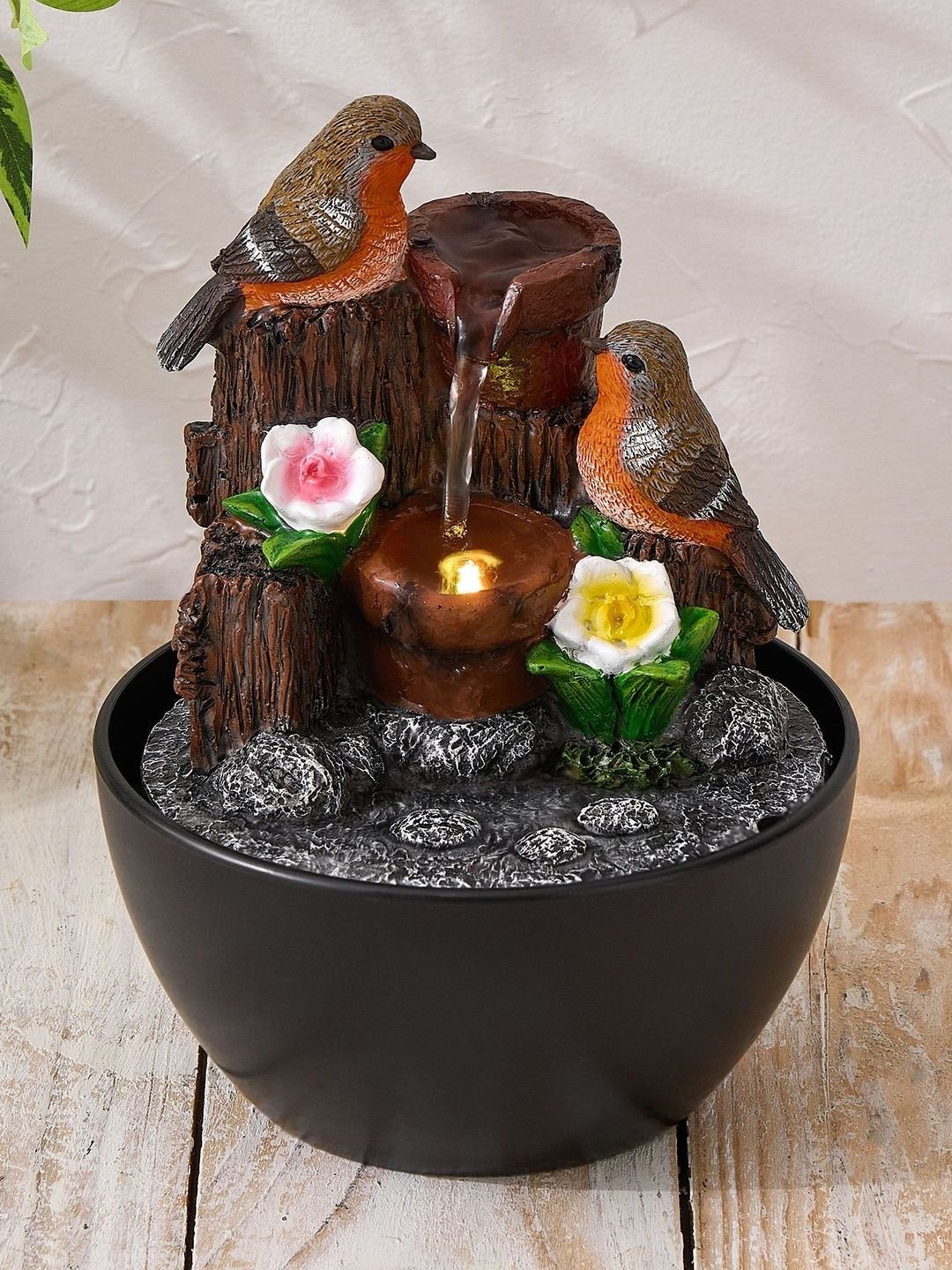 Home Centre Beige & Brown Birds Water Fountain