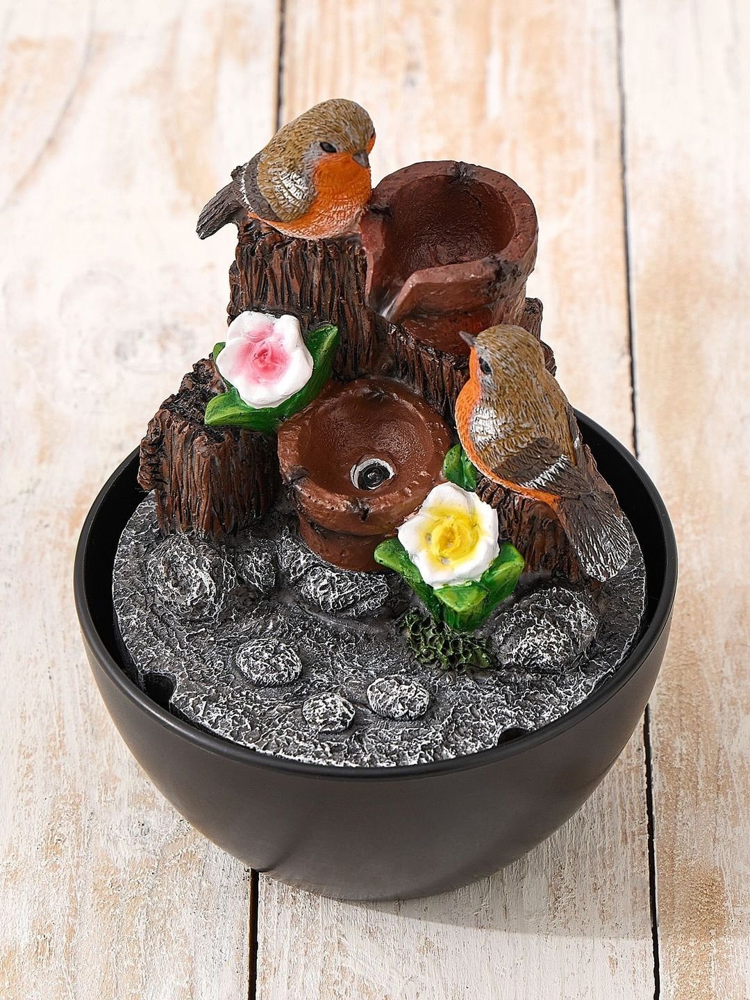 Home Centre Beige & Brown Birds Water Fountain - Image 3