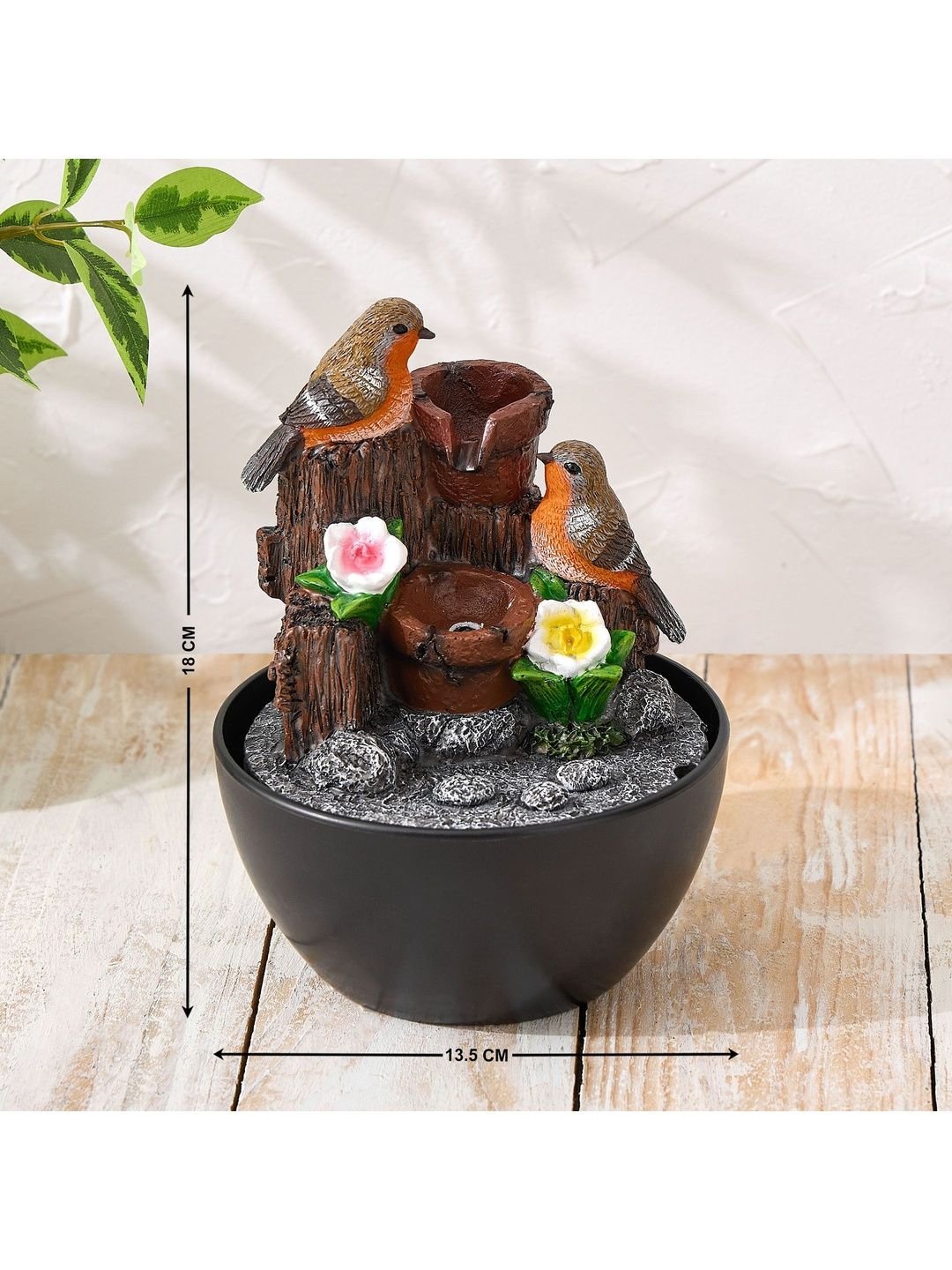 Home Centre Beige & Brown Birds Water Fountain - Image 4