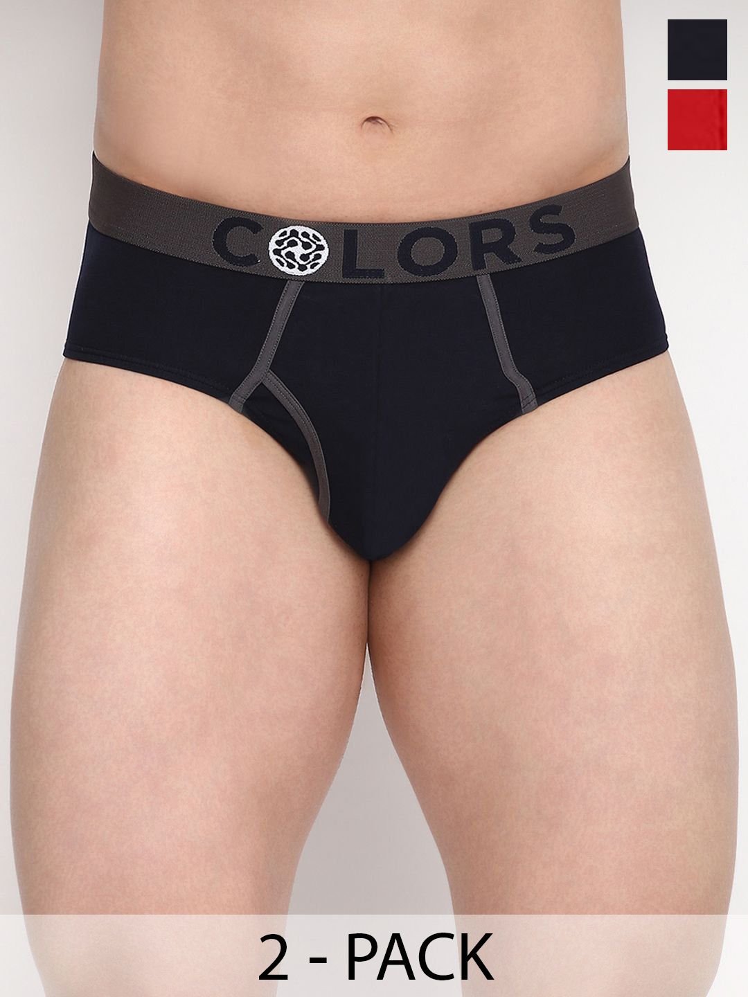 COLORS by Rupa Frontline Men Pack of 2 Solid Cotton Basic Briefs