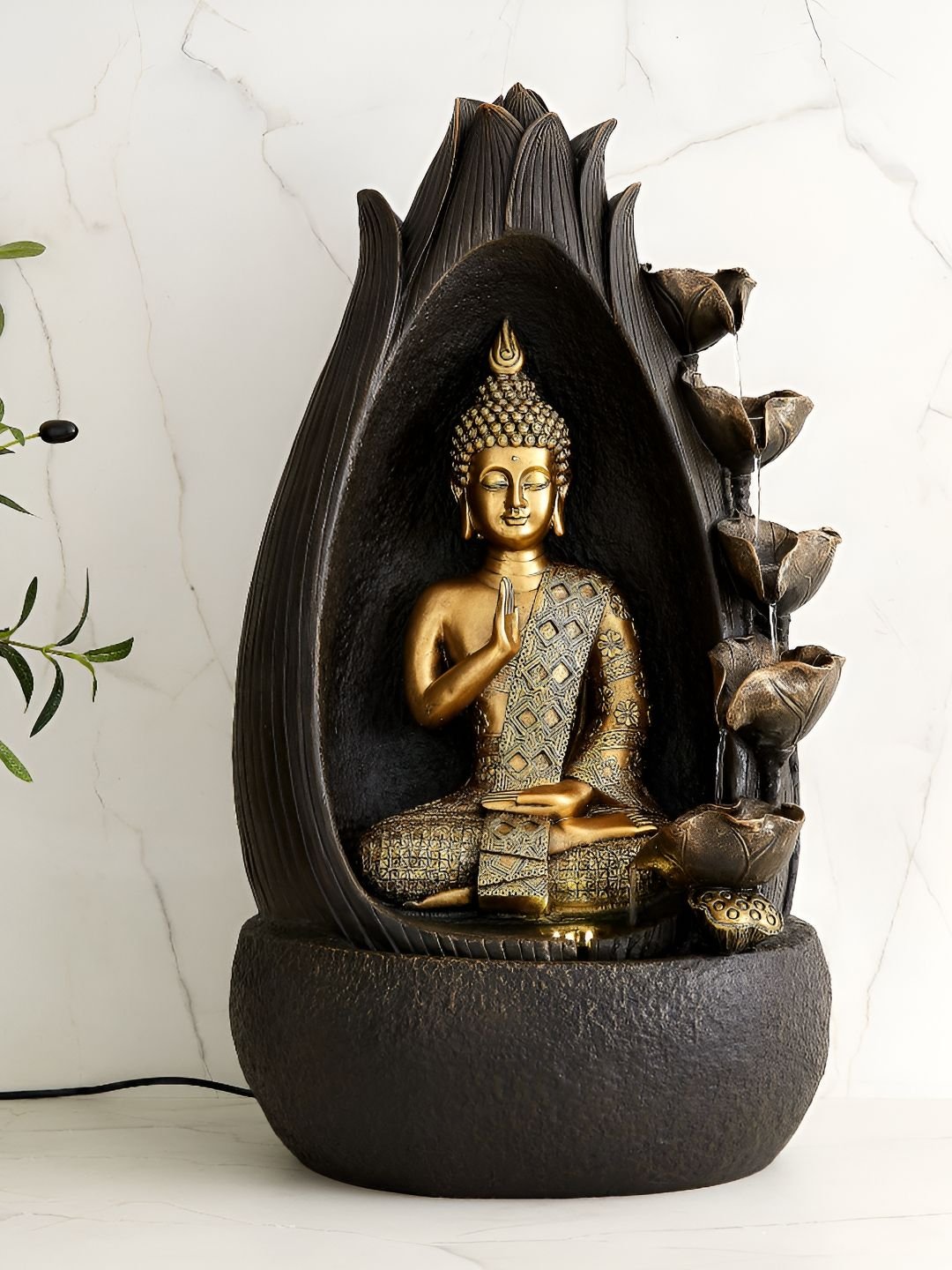 Home Centre Alpine Modern Grey Textured Buddha Water Fountain