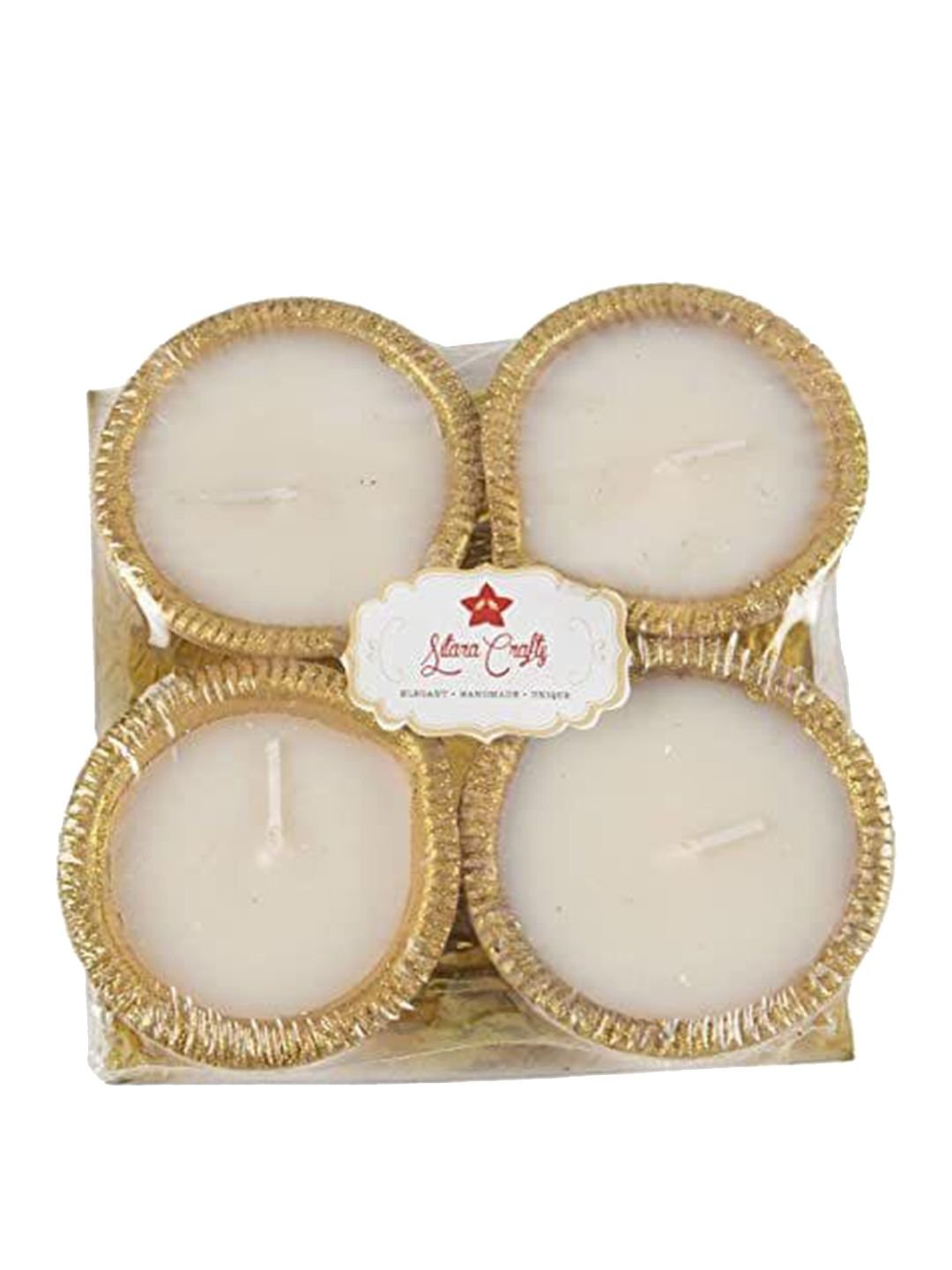 Handmade Premium Wax 4Pcs Smokeless 1 Wick Solid Round Regular Diyas Candles