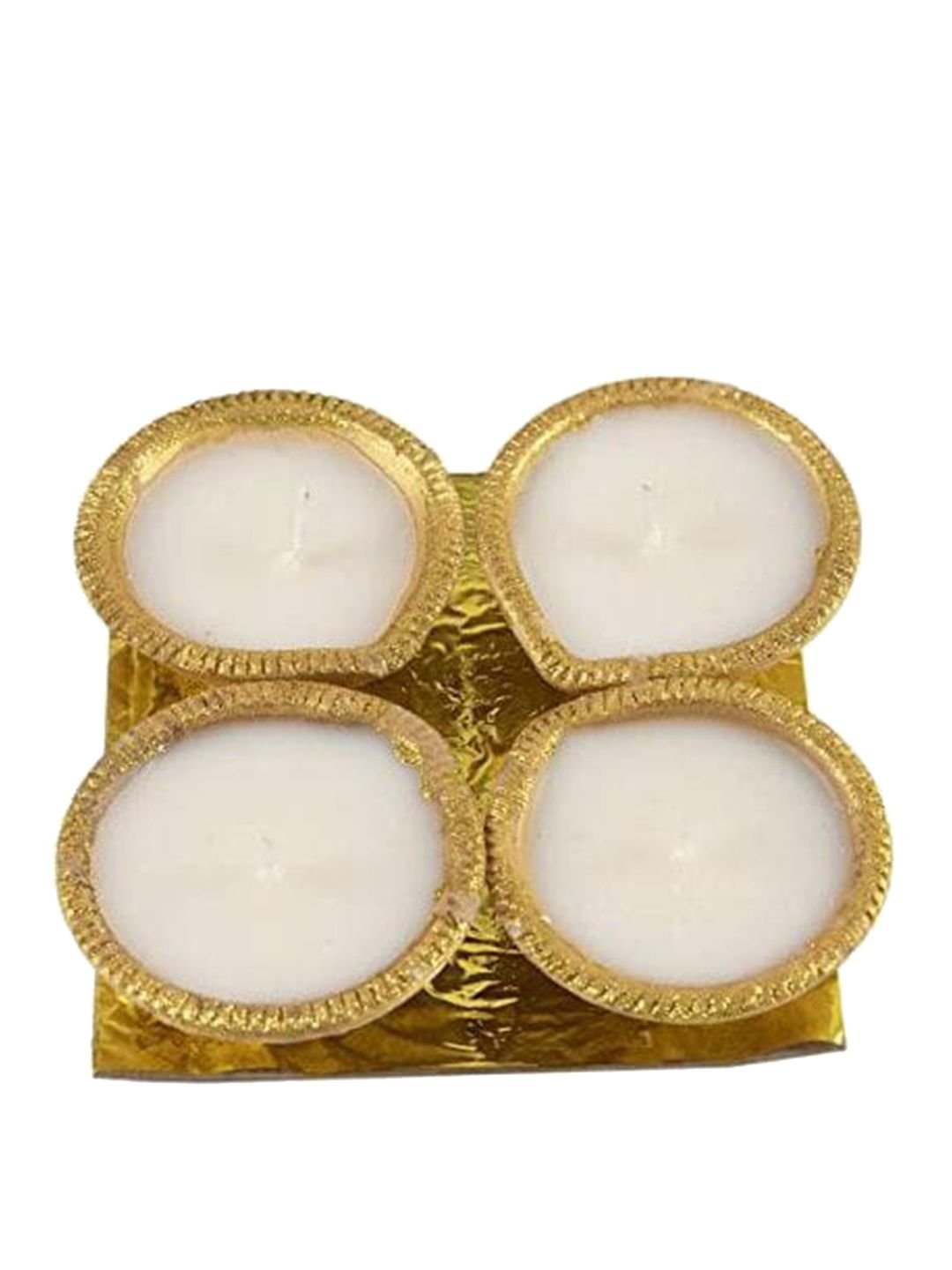 Handmade Premium Wax 4Pcs Smokeless 1 Wick Solid Round Regular Diyas Candles - Image 2