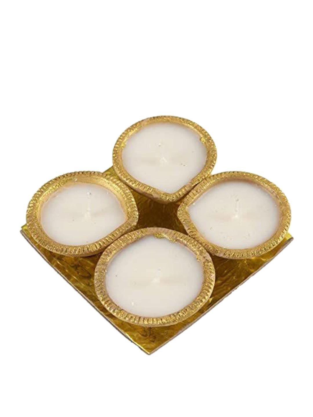 Handmade Premium Wax 4Pcs Smokeless 1 Wick Solid Round Regular Diyas Candles - Image 3
