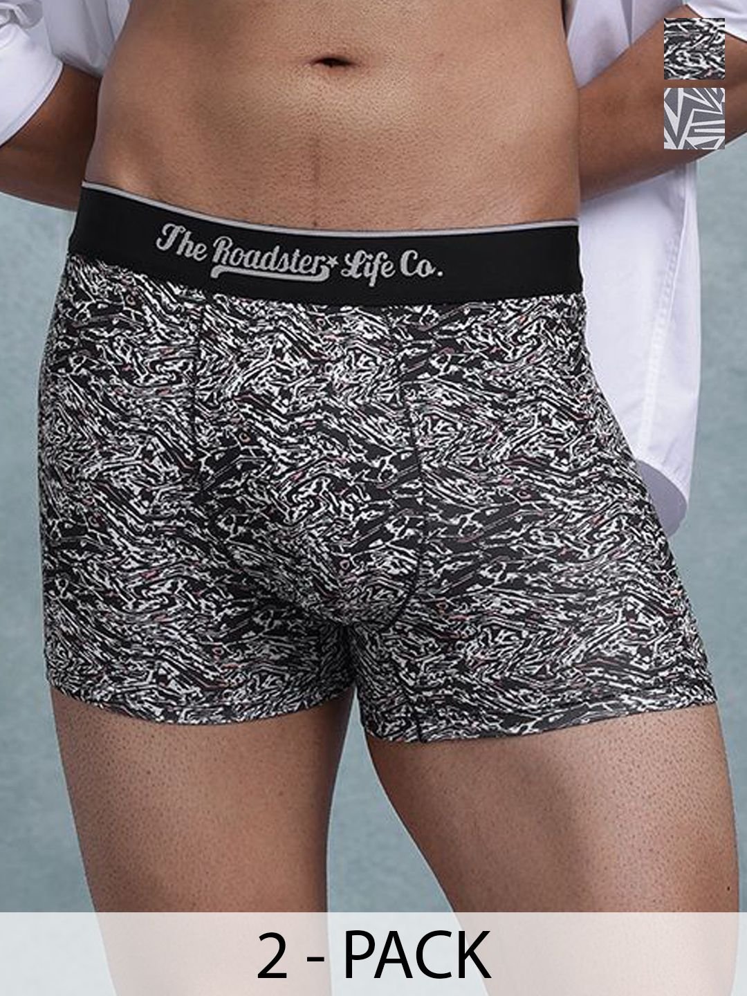 Lifestyle Co Pack Of 2 Printed Mid Rise Trunks PACK OF 2-PV-Print-RO4-RO16-S