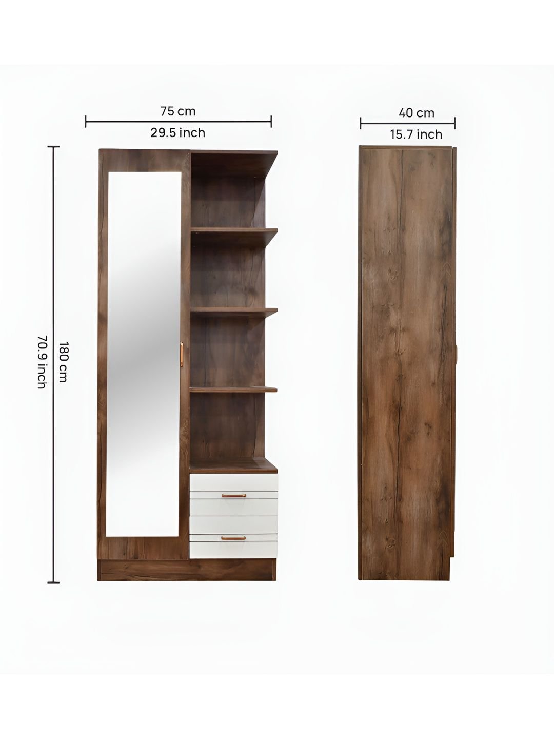 Outkraft Brown Wooden Framed Table Top Mirror - Image 2